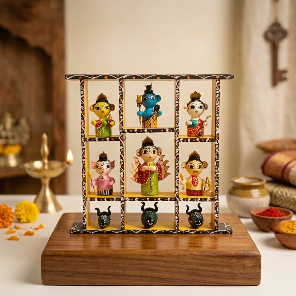 Divine Assembly: A Nine-Piece Handcrafted Divine Doll Set